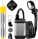 Portable Shower with Heater,6000Mah Battery Powered Portable Shower for Camping with 2000W Auto-Off Heater,Portable Heated Shower for Camping,Digital Power&Temperature Display for Hiking
