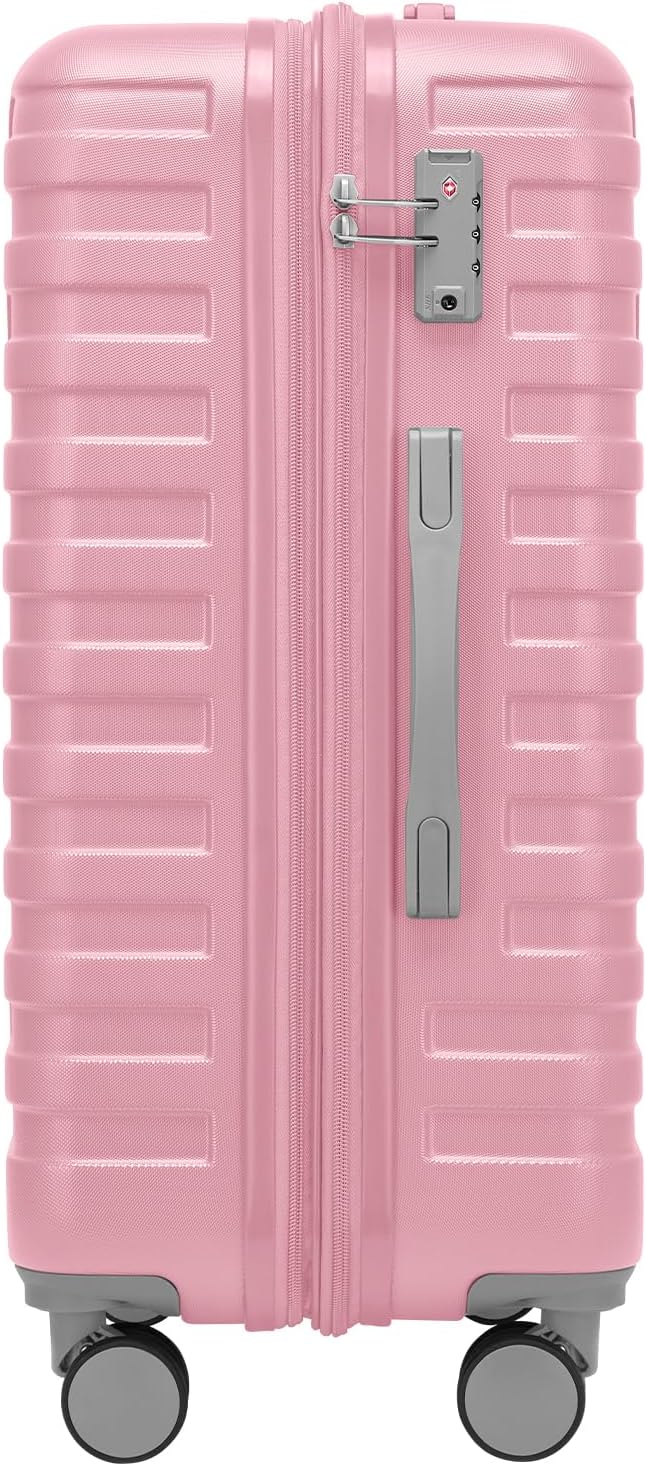 6 Piece Luggage Sets with Bags, Lightweight Expandable Checked Luggage Sets, Hardshell ABS Spinner Wheels Carry on Suitcase with TSA Lock, for Travel, Women Men (1 Pink, 18/20/24/28inch+2bags)