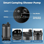 Fotgear Portable Camping Shower - 8000mAh Rechargeable Outdoor Shower Pump with Filtered Showerhead, Intelligent LED Display, IPX8 Waterproof Camping Shower Kit for Hiking, RV, Car Washing, Pet Bath