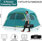 CAMPROS CP Upgraded 6/8 Person Camping Tents, Waterproof Windproof Family Tent with Larger Mesh Windows & Door, Double Layer, Easy Set Up, All-Season Dome Tent with Top Rainfly & Carry Bag
