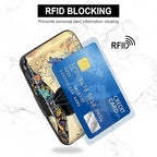 Credit Card Holder, Mini Aluminum Card Wallet RFID Blocking Slim Metal Hard Card Case for Women Men, Cat on Branch