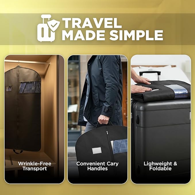 Garment Bag for Hanging Clothes - Travel Suit Bag Closet Covers for Men and Women - Long Dress, Mens Jackets, Coats, Shirts, Dance Clothing Protector, Zipper Hanger Wardrobe Dust Cover (42 Inch)