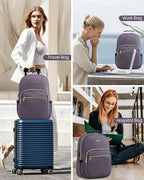 LOVEVOOK Laptop Backpack for Women, Large Capacity Travel Computer Work Bag with 17-inch Laptop Compartment, Business Nurse Backpack Purse, Hiking Outdoor Carry On Backpack, Purple Grey