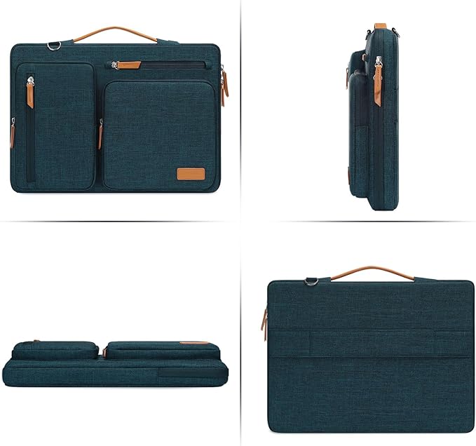 MOSISO 360 Protective Laptop Shoulder Bag,15-15.6 inch Computer Bags Compatible with MacBook Pro 16 inch, HP, Dell, Lenovo, Asus Notebook,Side Open Messenger Bag with 4 Zipper Pockets, Teal Green