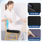 SweetSlubr Seat Cushion for Tailbone Pain Relief, Office Chair Cushion, Memory Foam Large Cushion with Non-Slip Cover for Soft Support at Office Chair, Car Seat, Airplane, Floor Pillow, Black/Large