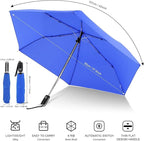 Compact Travel Umbrella for Purse - Flat Handle, Waterproof for Light Rain