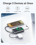 Baseus 0.3" Ultra Slim 5000mAh MagSafe Portable Charger Bundle with 10,000mAh 30W Magnetic Portable Charger Built-in Braided USB-C Cable for iPhone 17 Pro Max/Air/16/15/14/13, AirPods, iPad