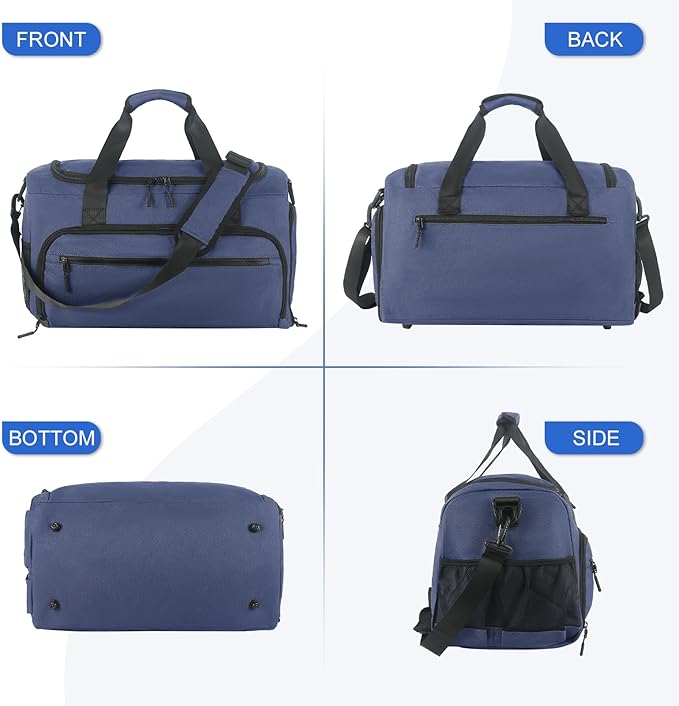 Gym Bag for Men Women, Sport Duffle Bag with Wet Pocket & Shoes Compartment, Water Resistant Overnight Weekender Bag Duffel Bag