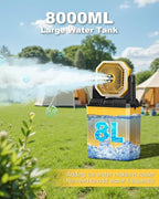 Orteen Portable Misting Fan, 24000mAh Rechargeable Outdoor Cooler, Battery Operated Personal Fan with3 Speeds & 8L Bucket for Patio, Camping,Hiking, Backyard, Travel, Desk,Pool, Beach, Yellow
