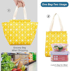 iknoe Insulated Lunch Bag for Women & Adults, 9L Foldable Wide-Open Cooler Bag with Pockets, Leakproof & Portable, for Picnic, Office, Beach(Yellow)