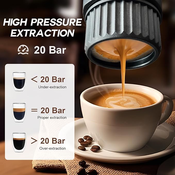 H02 PRO Portable Espresso Maker, Electric Coffee Machine for Travel, 20Bar Small Mini Coffee Maker with Self-Heating, Espresso Machine Fits Ground Coffee & NS Capsule, for Camping, Hiking