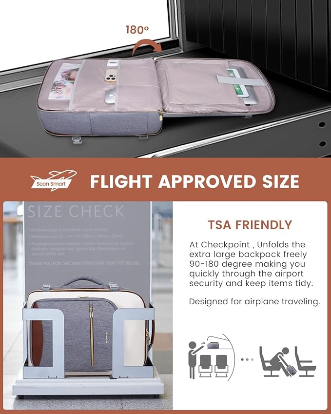 LOVEVOOK 50L Travel Backpack for Women & Men, Airline Approved Carry On Luggage with 3 Packing Cubes, TSA Overnight Bags, Waterproof Personal Item Bag, Weekender Essentials Backpacks fits 17" Laptop