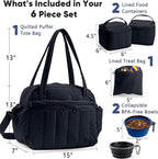 Dog Travel Bag for Supplies, Airline Approved Pet Travel Organizer with 2 Food Containers & Collapsible Bowls, Large Capacity Dogs Tote Bag for Weekend, Stylish Dog Mom Gift for Pet Lovers