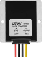 DROK Boost Buck Converter 9V-36V to 12V 10A 120W Aluminium Shell Waterproof Auto Step Up Down Voltage Regulator 12V Volt Transformer for Car Audio Solar Power System LCD Television LED Display Screen