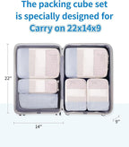 Narwey 6 Set/5 Set Compression Packing Cubes for Travel Kids Women Carry on, Packing Organizers Bag for Backpack Luggage Suitcase Duffle Bags