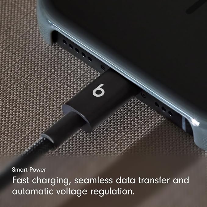 Beats USB-A to USB-C Woven Cable Fast Charging Durable and Tangle-Free Design Compatible Charger for Apple & Android Devices (1.5 m, 5 ft) - Bolt Black