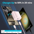 45W Super Fast Charger USB C Android Phone Type C Charger Fast Charging Block with 10FT Cord for Samsung Galaxy S26/S26 Ultra/S26+/S25 Ultra/S25/S24 Ultra/S24/S23 Ultra/S22/S21/S20/Note 10, Pink