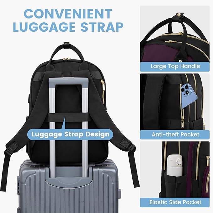 LOVEVOOK Laptop Backpack for Women with Separate Laptop Compartment, 17" Water Resistant Lightweight Daypacks for College Travel Work Business, Nurse Teacher Computer Bags