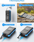 2 Pack, Solar Charger with Built-in Cables 49800mAh +Solar Power Bank 49800mAh for iPhone Android Samsung