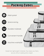 WTREE 4-Piece Packing Cubes Travel Accessories Set for Suitcases - Luggage Organizer Bags with Double Zipper - Mesh Top - Small/Medium/Large/Slim - Beige