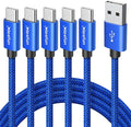 CLEEFUN USB C Cable 6ft, 5-Pack USB A to Type C Charger Cord Fast Charging for iPhone 17 16 15 Pro Max Plus Air 16e, for Samsung Galaxy S25 S24 S23 S22 S21 S20 S10 A17 A16 A15 A56 A55 A26 A35 A36