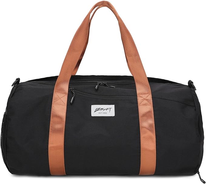 Gym Bags for Men with Side Pocket, 38L Sports Gym Duffle Bag with Adjustable Strap&Shoe Compartment, Large Waterproof Sport Duffel Bags for Travel, Sports, Fitness&Workout(Black/Brown)