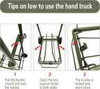 Folding Hand Truck Dolly Lightweight Aluminum Luggage Cart - 100lbs Capacity with Elastic Bungee Cord for Travel & Shopping