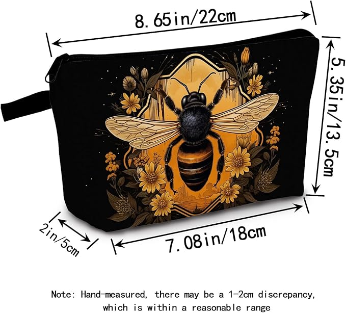 Bee Gifts for Women Small Zipper Pouch Bee Lover Birthday Gift Travel Makeup Bag