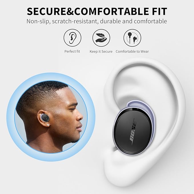 [3 Pairs] Ear Tips Covers for New Bose QuietComfort Earbuds, Sport Anti-Slip EarTips Silicone Anti Scratches Replacement Ear Covers Earbuds Accessories (S/M/L) (Purple)