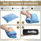 Ivellow Travel Pillow Camping Pillow for Sleeping Cooling Shredded Memory Foam Pillow Compressible Compact Medium Firm,Breathable Soft Cover,Ideal Outdoor Car Backpacking Hiking Essential Gear Blue S