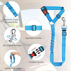 BWOGUE Pet Dog Cat Seat Belts, Car Headrest Restraint Adjustable Safety Leads Vehicle Seatbelt Harness (1 Pack, Blue, Elastic)