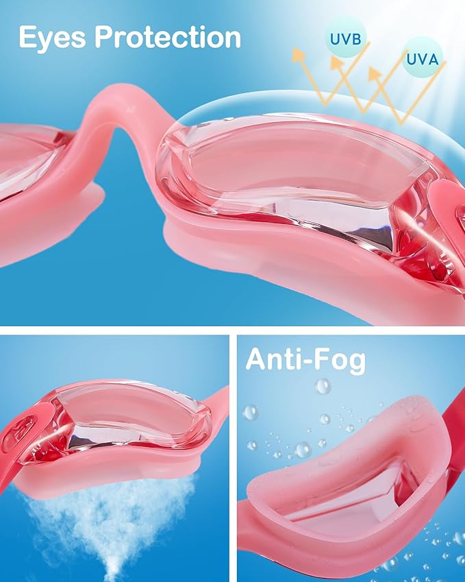 Aegend Swim Goggles for Kids Youth 3-14 Anti-Fog Anti-UV Comfort Fit Goggles for Swimming