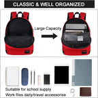 SUPACOOL Casual Laptop Backpack for Men and Women, Backpack for College, USB Charging Port, Lightweight Pack Back(Red)