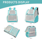 Cat Backpack Carrier for Small Dogs and Medium cat Puppy Kitten Bunny Pet Carrier Backpack Collapsible with Fully Ventilated Mesh with Safety Leash (LightGreen, 12.9" L x 10.62" W x 15.5" H - M)
