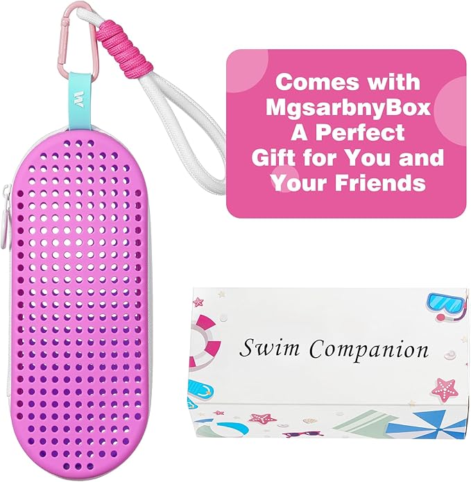 Swim Goggle Case For Swimming Goggles, Swimmer Gifts for Kids Teens Adults, Silicone Cases with Drain Hole