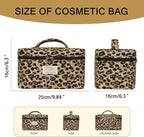 Gosect 1pc Large Makeup Bag, Cute Cosmetic Bag for Women Girls, Floral Coquette Aesthetic Toiletry Bag, Travel Make Up Organizer Bag (Leopard Print)