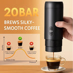 Portable Espresso Maker, 20 Bar, Travel Coffee Maker with USB Charging, Compatible with Ground Coffee & Capsules (NS), Waterproof, for Camping, Hiking, RV, Car, Office