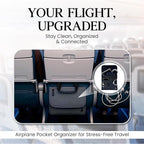 SO~MINE Airplane Pocket Organizer | Tray Table Cover | In Flight Seat Back Organizer Bag | Commuter Essential Travel Bag | Media Pouch For Flying | Travel Gift | Attaches To Luggage