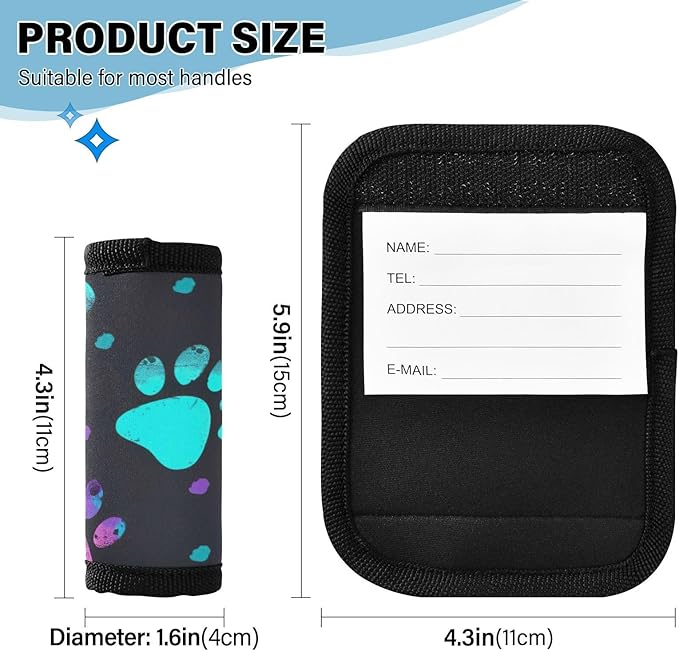 Dog Paw Luggage Handle Wrap, Luggage Identifiers, Bag Strap Cover, Suitcase Wraps Tags, Travel Accessories, 4 Pack