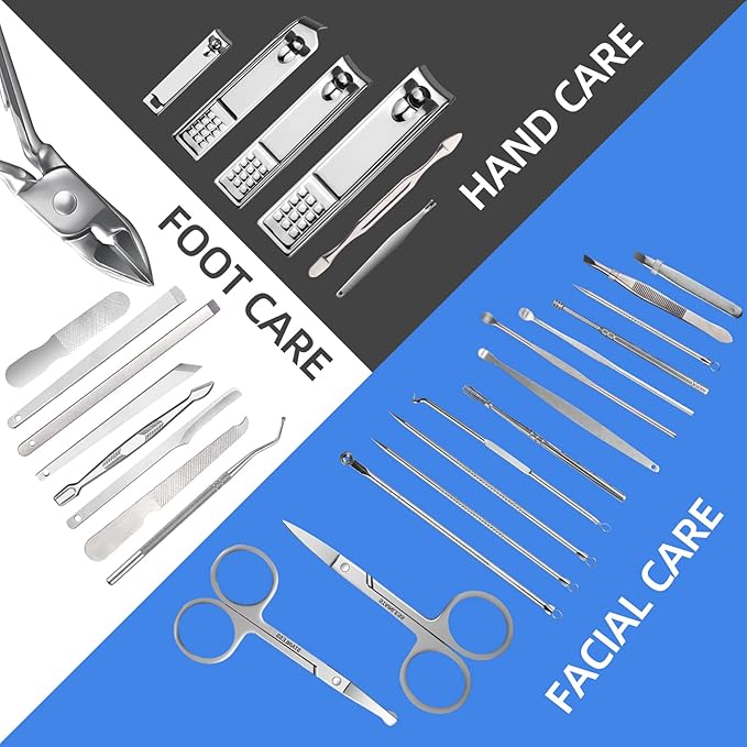 Manicure Set 30 in 1 Fingernail Clipper Set,RedFlow Nail Clippers & Toenail Clippers,Manicure Kit,Pedicure Kit,Suitable for Travel Manicure Tools,Nail Kit with Everything Profe (Black)