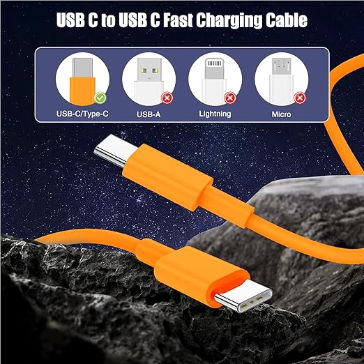 3-Pack Orange [3.3FT+6.6FT+10FT] 60W USB C to USB C Cable, Type C Fast Charging Cable for iPhone Air 17 16e 16 15 Pro Plus Pro Max，for Galaxy S25, for iPad Pro/Air/mini, for MacBook Pro/Air and More