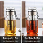 Bincoo Glass Cold Brew Coffee Maker with Extended Fine Mesh Filter, Tea Infuser Bottle Iced Coffee Maker with Thick Borosilicate Glass (750ml/24oz)