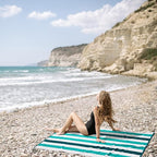Bornbay Cotton Oversized Beach Towel - Extra Large 40"X70" Plush Thick Pool Towel, XL Fluffy Cyan Green Beach Towels Stripe Swimming Towel for Adults Mens Women