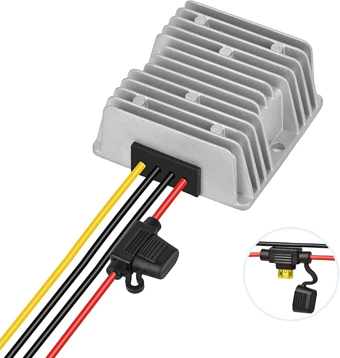 DC18V-60V to 12V Converter 20A 240W Golf Cart 24V 36V 48V Step Down to 12V Converter Voltage Regulator Reducer with Fuse Waterproofing Transformer for Golf Cart Club Car LED Lights