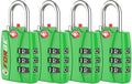Forge Open Alert TSA Approved Luggage Locks - 3 Digit Combination, Easy Read Dials, Zinc Alloy Body - Ideal Travel Lock for Luggage, Suitcases, Bags & Toolboxes (Green 4PK)