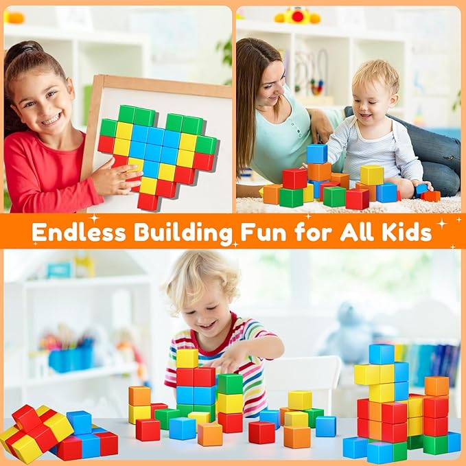 KAEILORU Magnetic Blocks for Kids Ages 3-5 4-8 Magnetic Building Blocks for Toddlers Magnet Cubes Sensory Creative Learning Toys Gift for Kids 3 4 5 6 7+Year Old Boys Girls Birthday