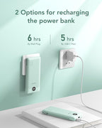VEGER Portable Charger with Built-in AC Plug and Cables, All in One 10000mAh Ultra Slim Power Bank Travel Essentials, Fast Charging Battery Pack Compatible with iPhone, Samsung, Android (Green)