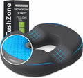 Donut Pillow Seat Cushion - Cooling Gel Donut Chair Cushions, Memory Foam Seat Cushion for Office & Home, Car Seat Cushion and Butt Pillow, Hemorrhoids Pillow and Tailbone Pain Relief, Grey