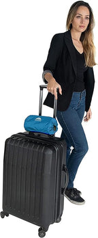 BlueHills Ultra Compact Travel Blankets for Two with Portable Carry Case Case Premium Soft Plush Large Airplane Blankets 2 Pack for Car Plane Train Hotel Layover Peacock -C204-2pk-Teal