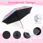 Kids Folding Umbrella Auto Open/Close Umbrellas for Rain Round Corner Safe Design UV Resistant Automatic Children Travel Umbrellas Reinforced Canopy 360° Reflective Strip Lightweight for Girls & Boys